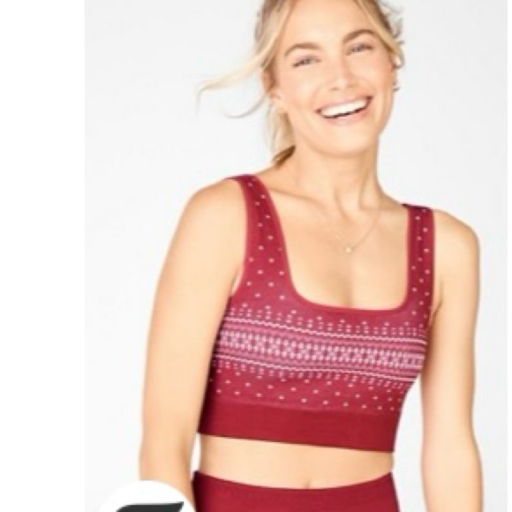 Fabletics red festive sports bra